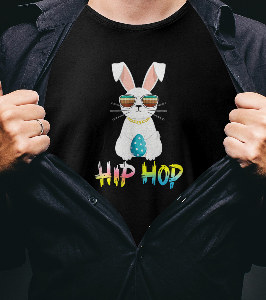 Hip Hop Bunny Easter With Sunglasses And Egg T-Shirt