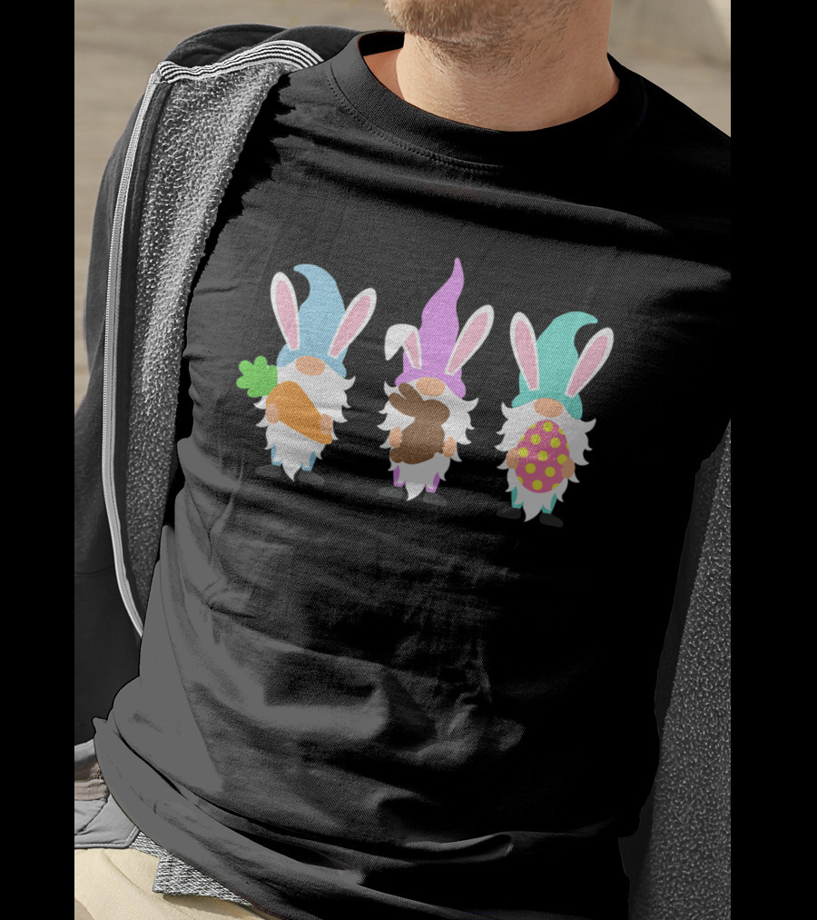 Easter Gnomes Bunny Ears Carrot Chocolate Egg Hunting T-Shirt