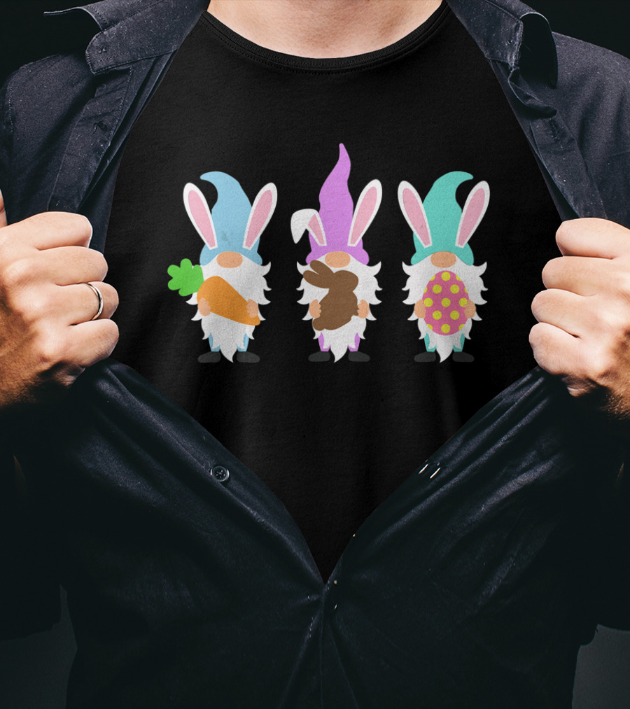 Easter Gnomes Bunny Ears Carrot Chocolate Egg Hunting T-Shirt