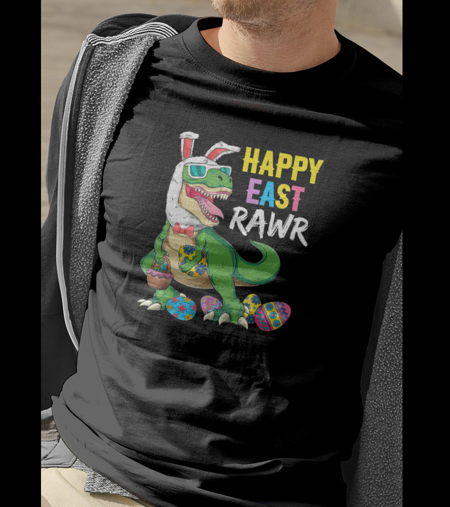 Happy Easter Rawr Dinosaur Rabbit Toddler Boys Egg T-Shirt