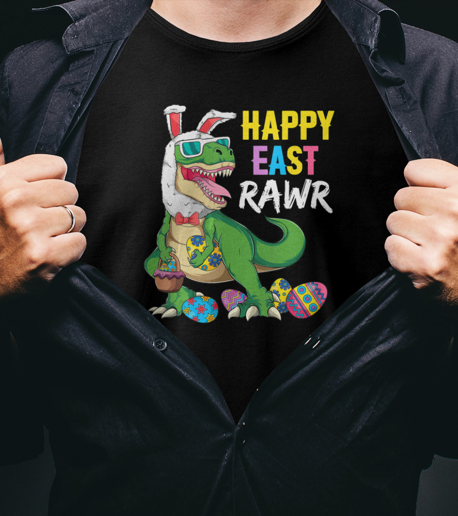 Happy Easter Rawr Dinosaur Rabbit Toddler Boys Egg T-Shirt