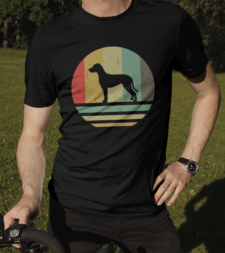Vintage Retro Catahoula Leopard Dog Silhouette Stripes T-Shirt