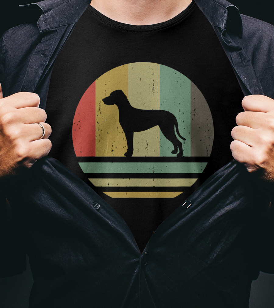 Vintage Retro Catahoula Leopard Dog Silhouette Stripes T-Shirt