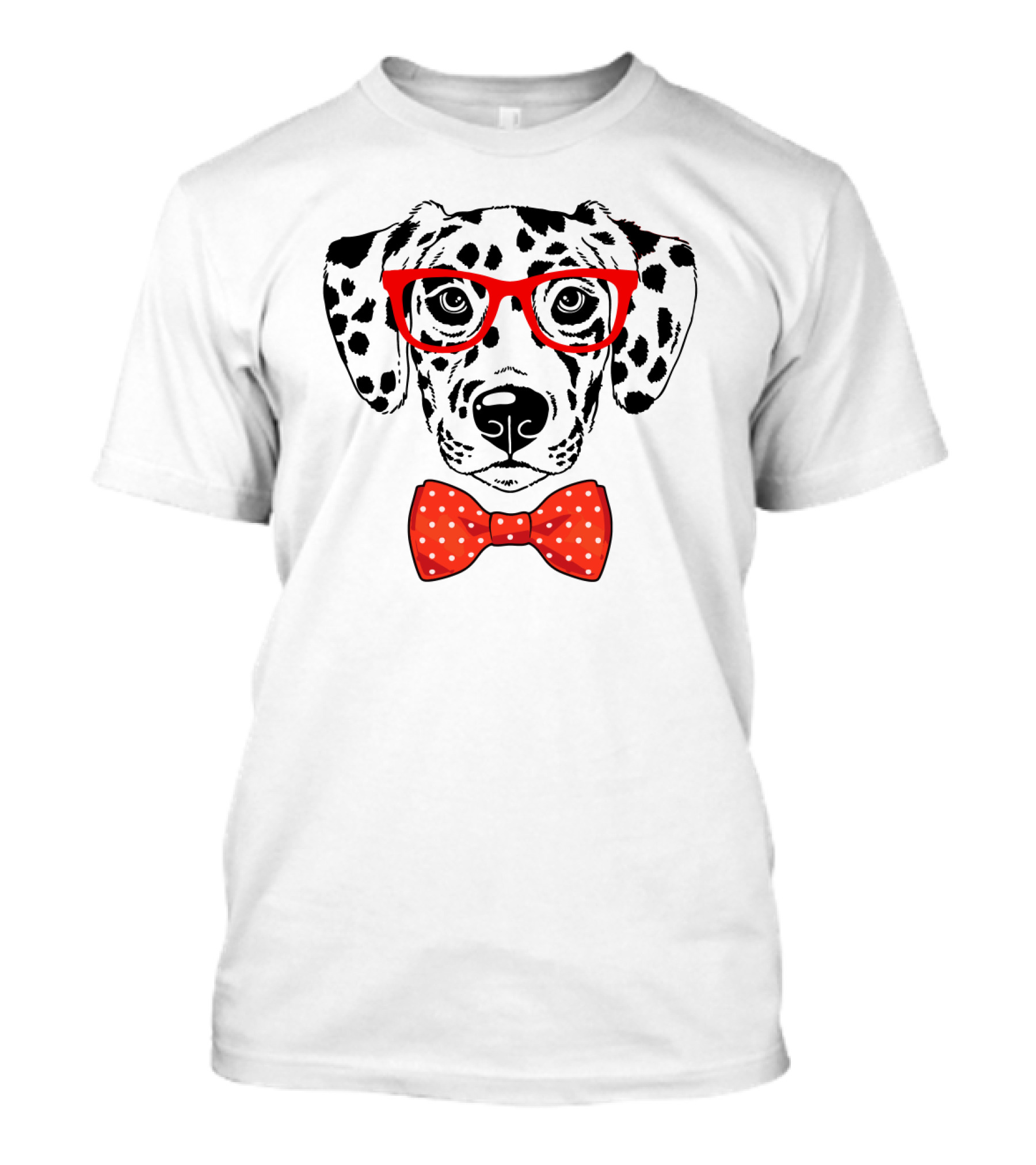 Hipster Dalmatian Dog With Red Glasses And Bow Tie T-Shirt