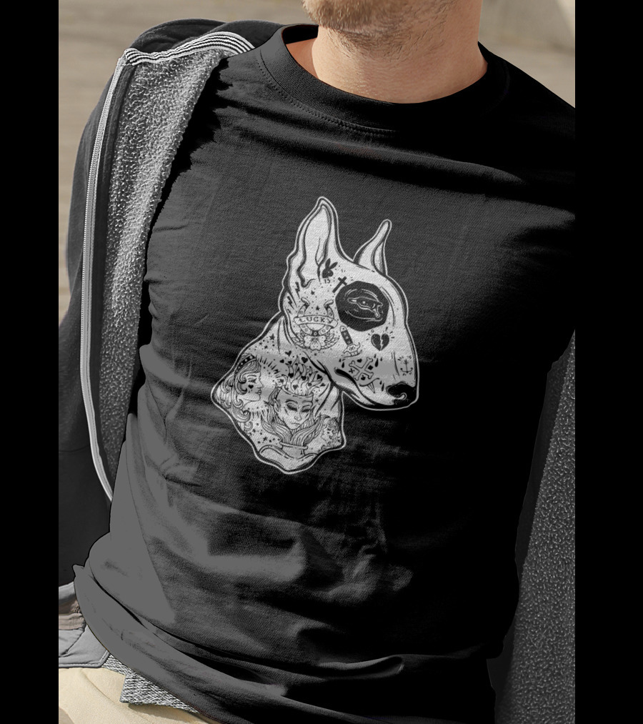 Inked Bull Terrier Lucky Old School Tattoo T-Shirt