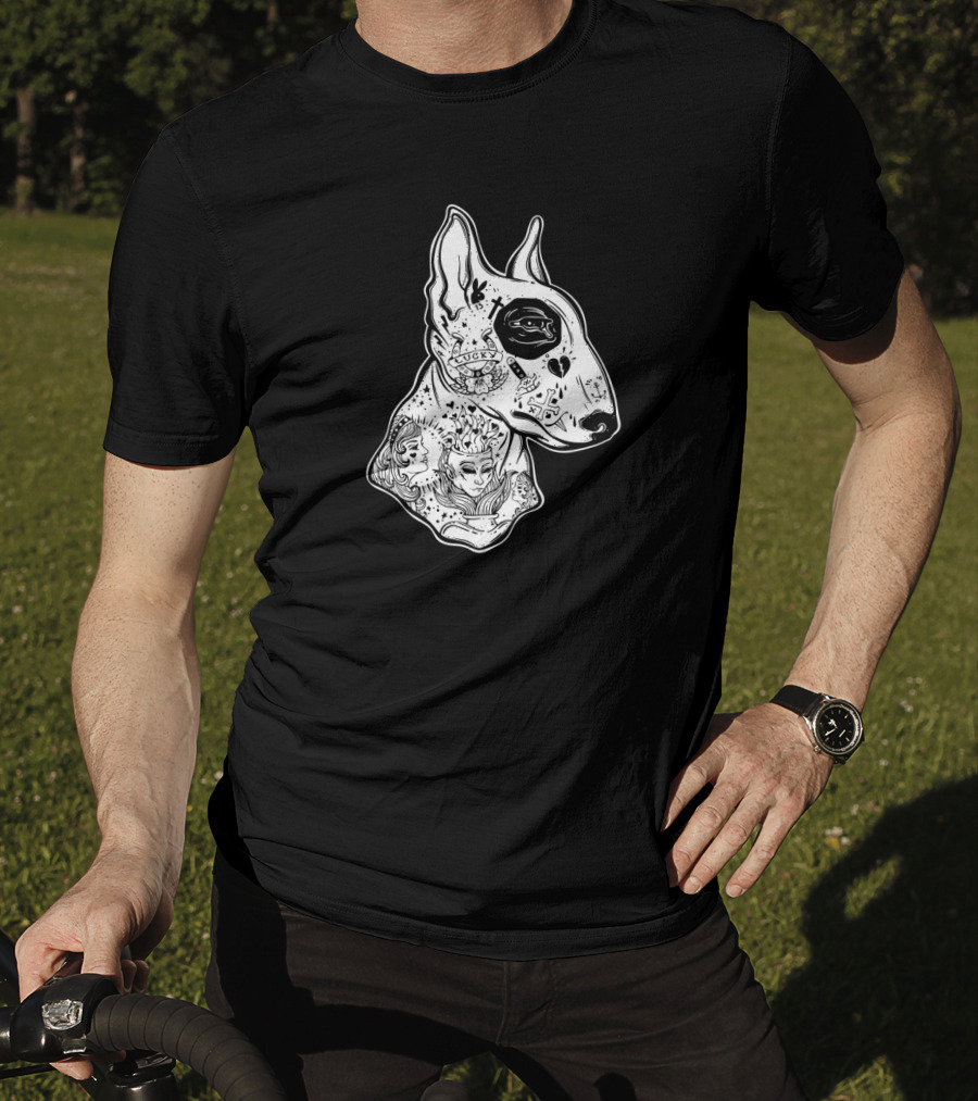 Inked Bull Terrier Lucky Old School Tattoo T-Shirt