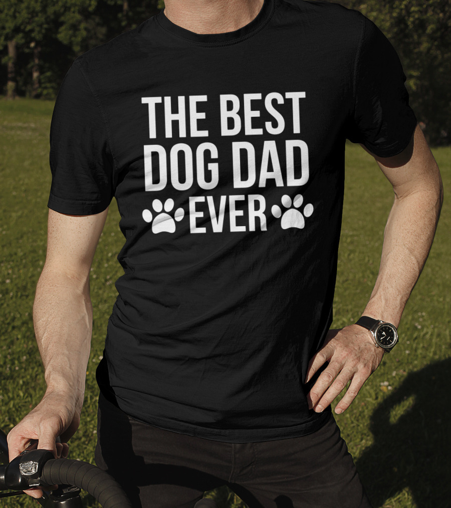 The Best Dog Dad Ever With Paw Print Design For Dog Lovers T-Shirt
