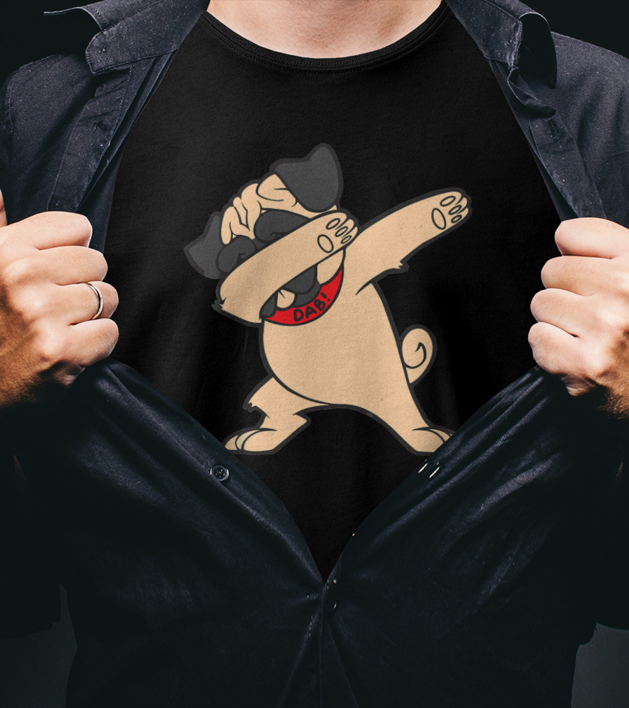 Pug Dabbing Dance Dab Collar Puppy Dog Cool T-Shirt