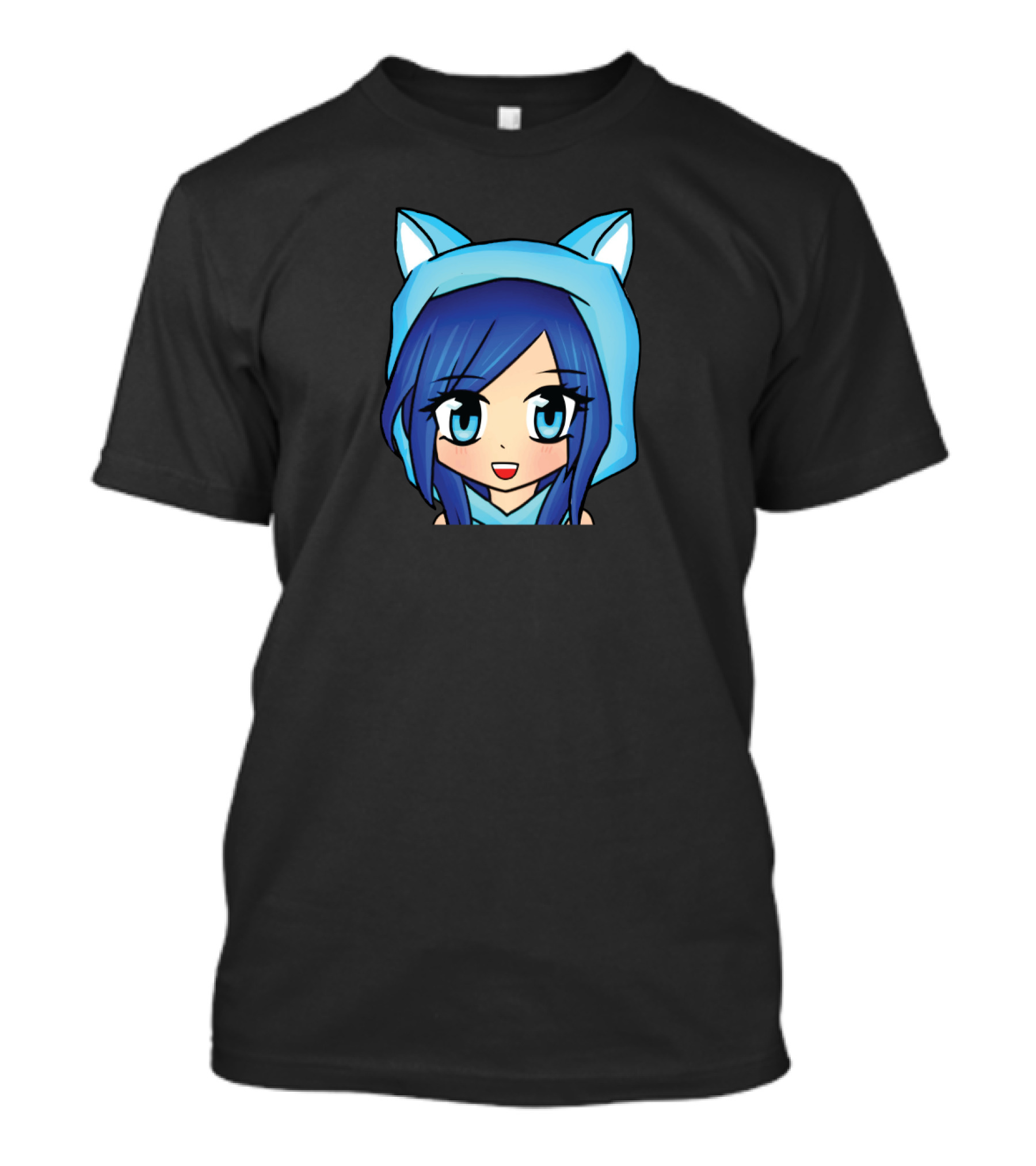 ItsFunneh Blue Anime Character With Cat Ears T-Shirt