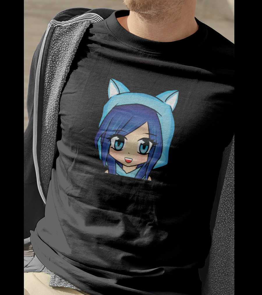 ItsFunneh Blue Anime Character With Cat Ears T-Shirt