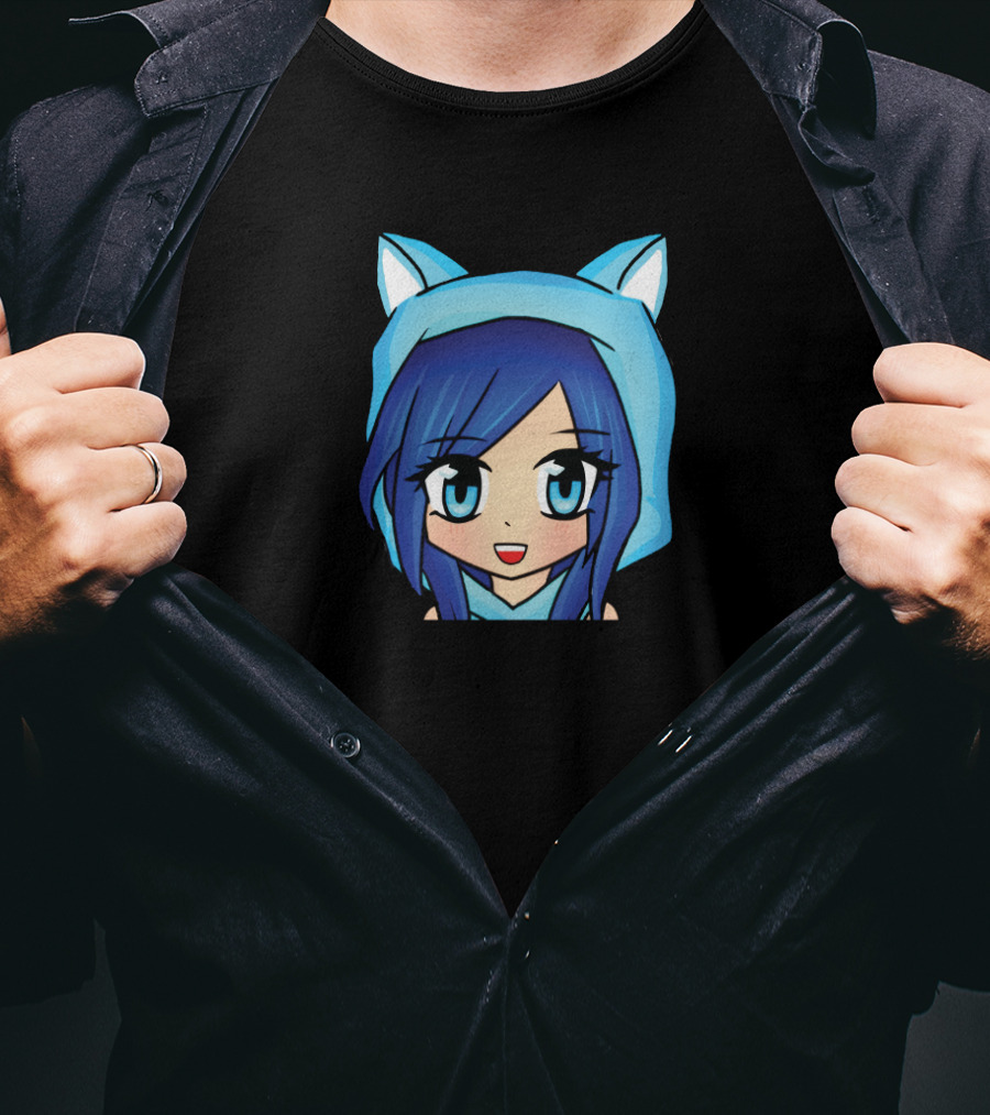 ItsFunneh Blue Anime Character With Cat Ears T-Shirt