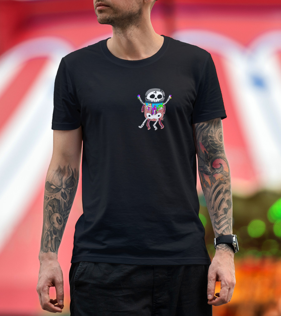 Trippy Space Dog Skeleton Abstract Psychedelic T-Shirt