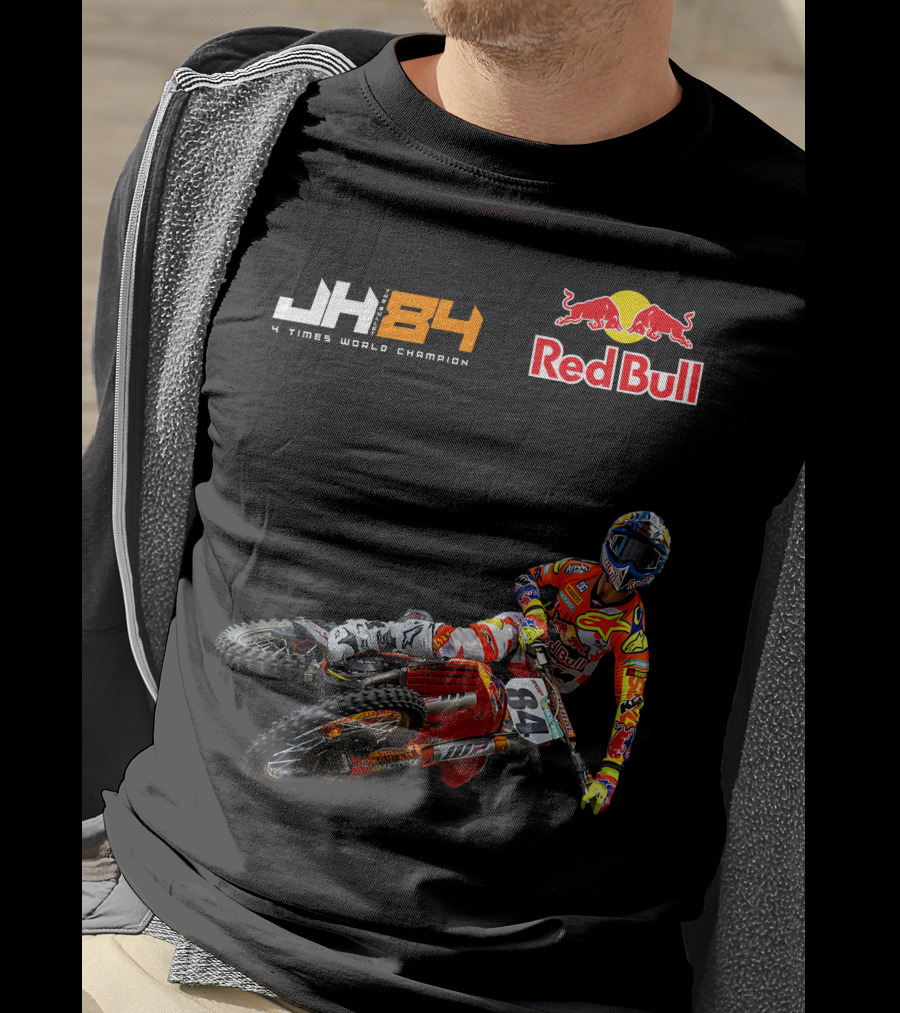 JH84 4 Times World Champion Red Bull Motocross Racer T-Shirt