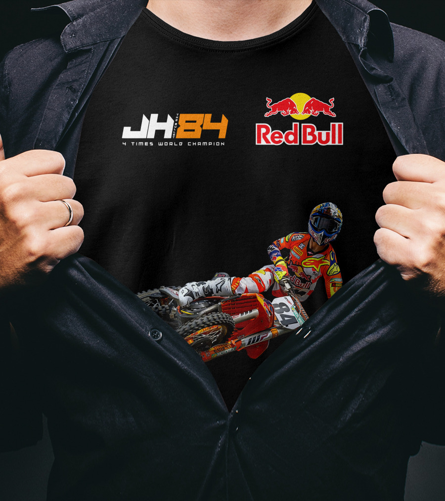 JH84 4 Times World Champion Red Bull Motocross Racer T-Shirt