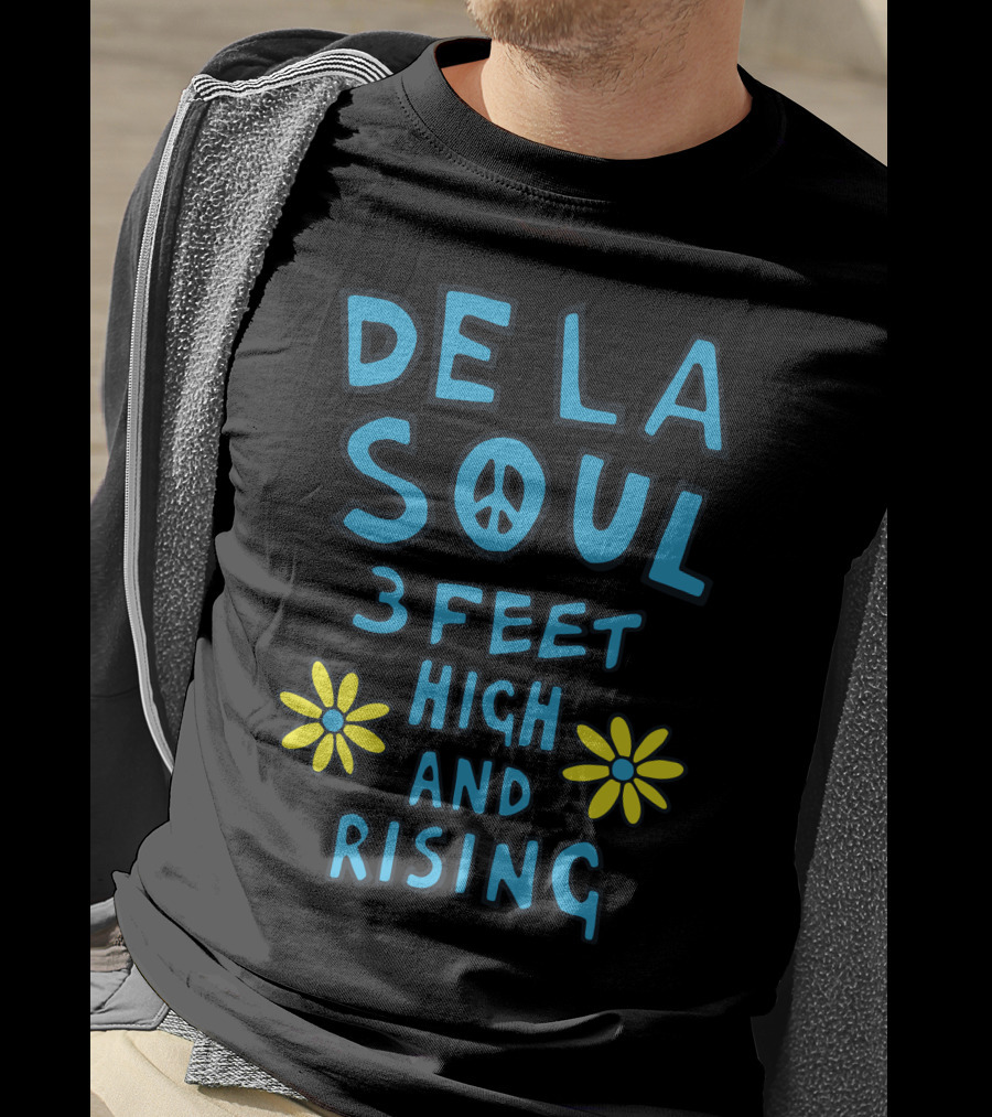 DE LA SOUL 3 Feet High And Rising With Peace Sign And Yellow Flowers T-Shirt
