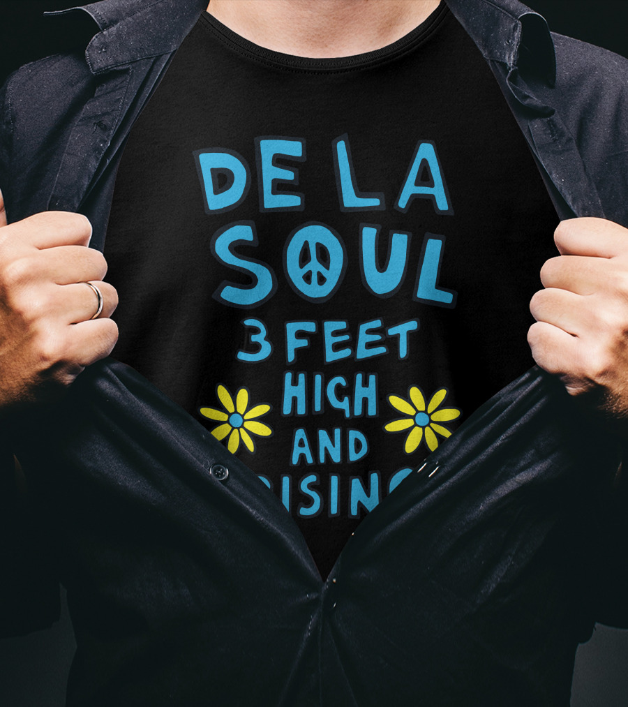 DE LA SOUL 3 Feet High And Rising With Peace Sign And Yellow Flowers T-Shirt