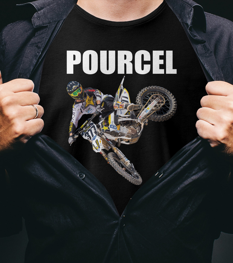POURCEL Rockstar Husqvarna Motocross Racer 377 T-Shirt