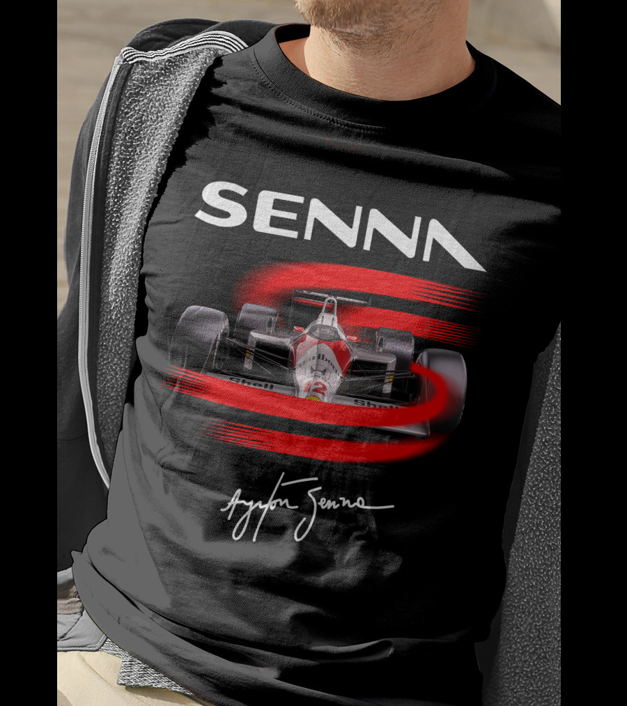 Senna Ayrton Senna McLaren F1 MP4/4 Car Racing Signature T-Shirt