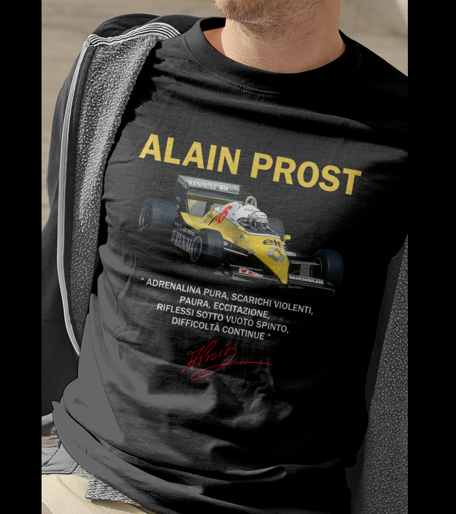 ALAIN PROST Renault F1 1983 Adrenalina Pura Scarichi Violenti T-Shirt