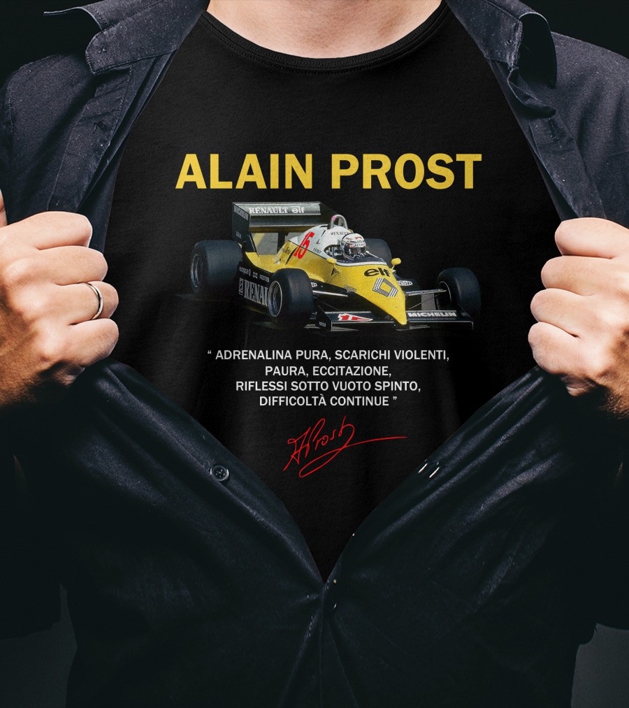 ALAIN PROST Renault F1 1983 Adrenalina Pura Scarichi Violenti T-Shirt