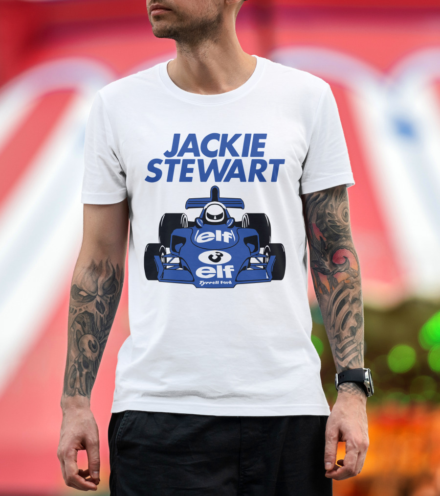 Jackie Stewart Tyrrell Ford Elf Racing Car T-Shirt