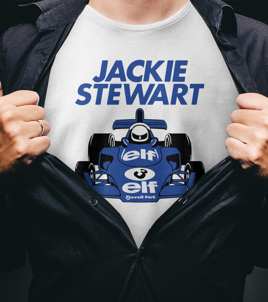 Jackie Stewart Tyrrell Ford Elf Racing Car T-Shirt