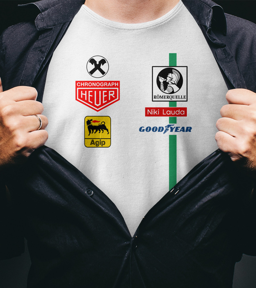 Heuer Chronograph Agip Römerquelle Niki Lauda Goodyear T-Shirt