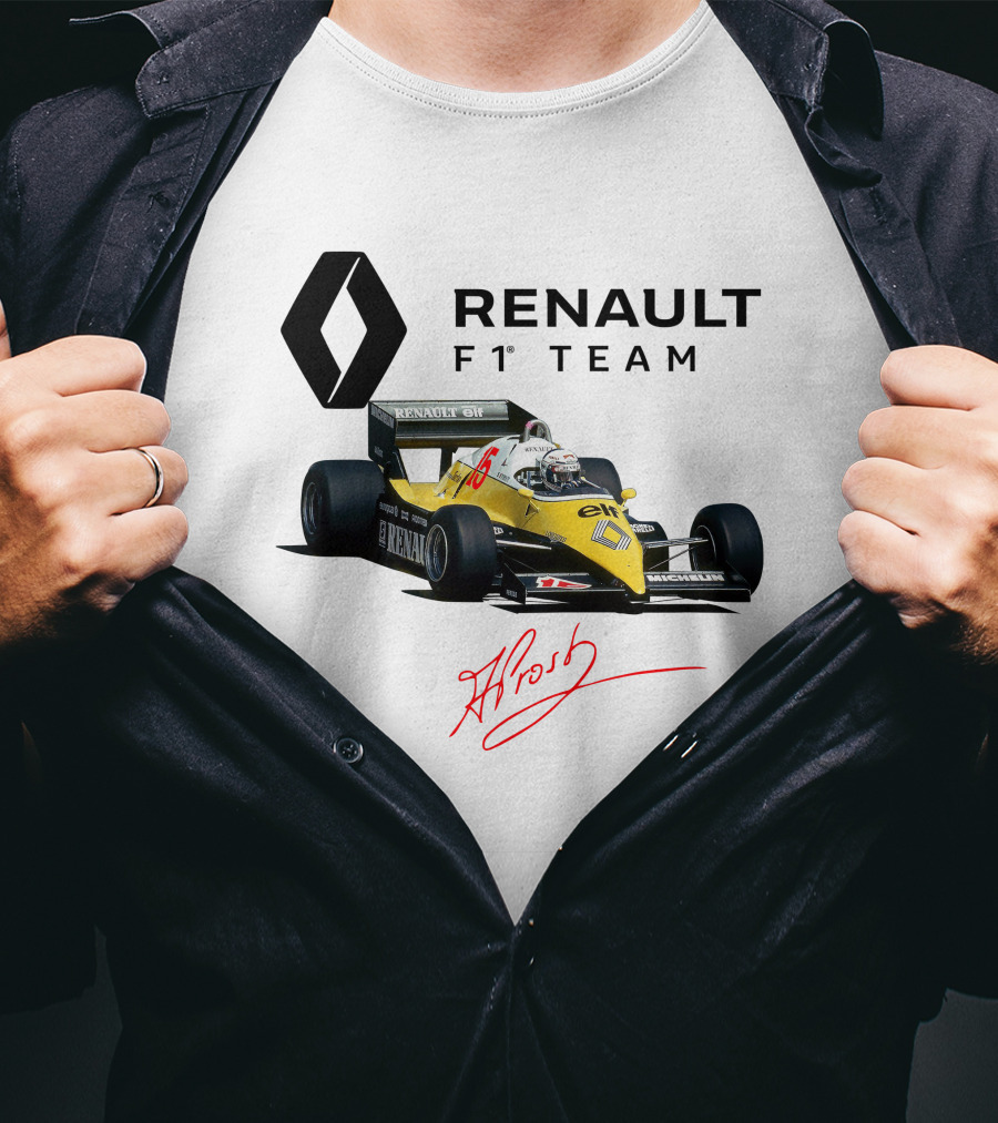 Renault F1 Team Alain Prost Racing Car Signature T-Shirt