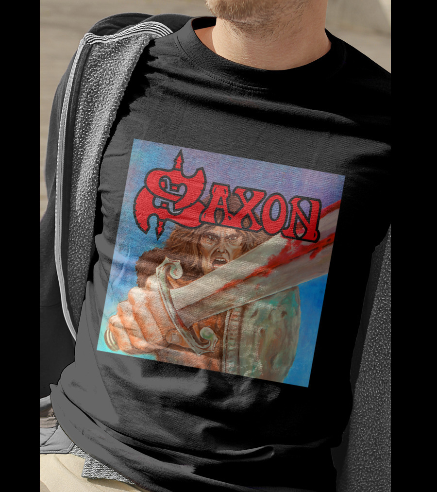 SAXON Crusader Warrior With Bloodied Sword T-Shirt