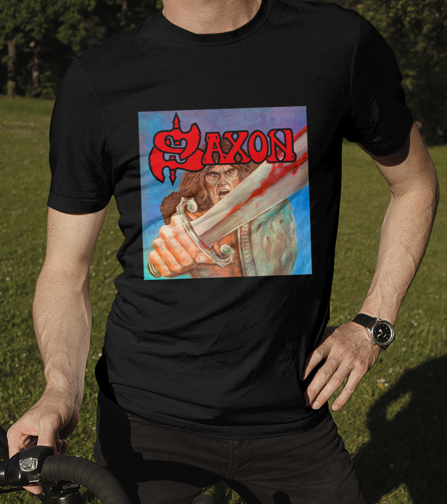 SAXON Crusader Warrior With Bloodied Sword T-Shirt