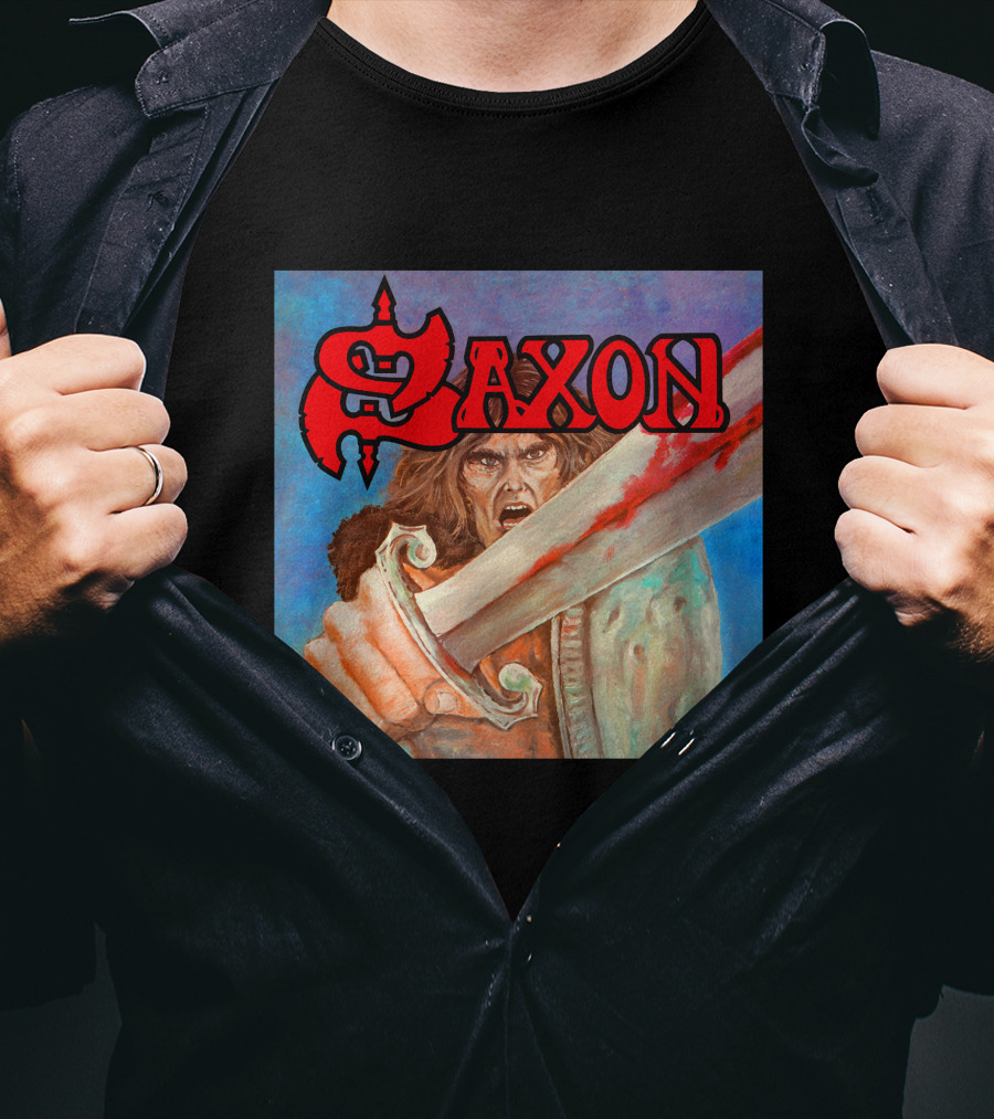 SAXON Crusader Warrior With Bloodied Sword T-Shirt