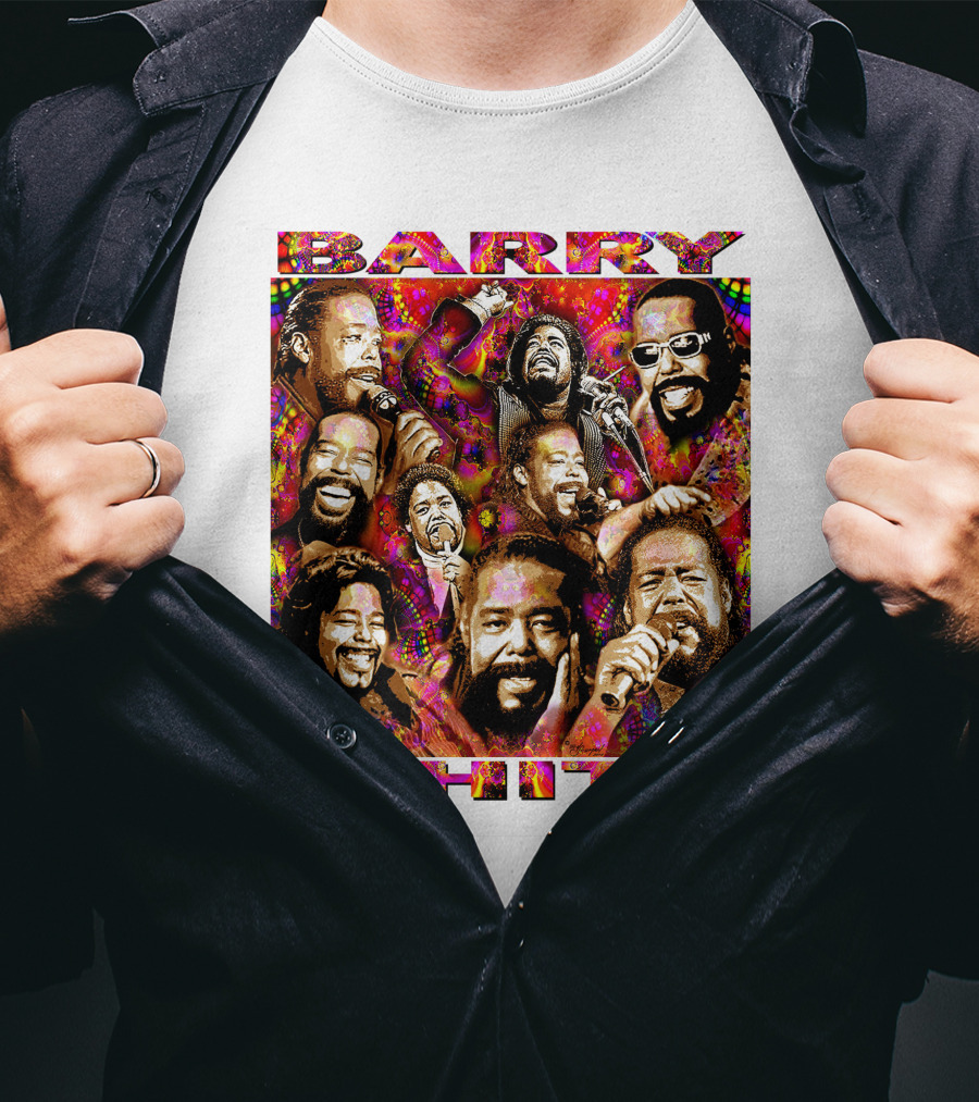 BARRY WHITE 31 Collage Of Iconic Vocal Performances T-Shirt