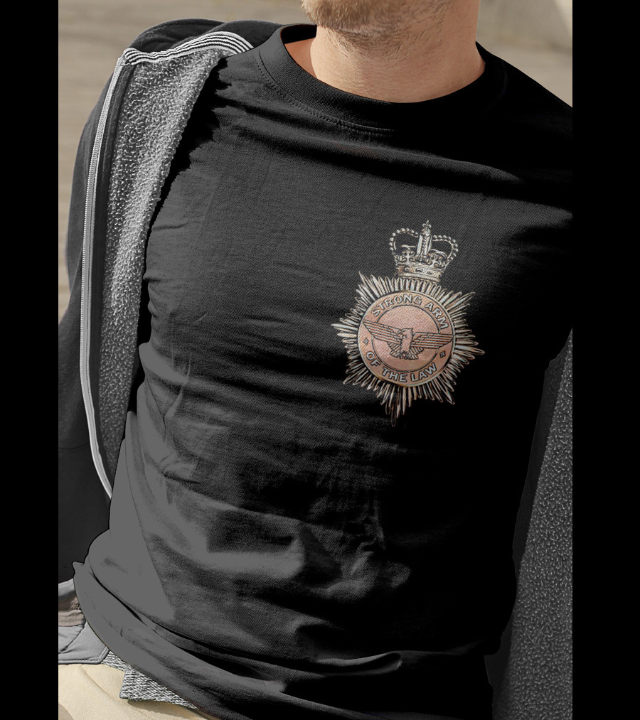 Saxon Strong Arm Of The Law Badge With Crown And Eagle Emblem T-Shirt