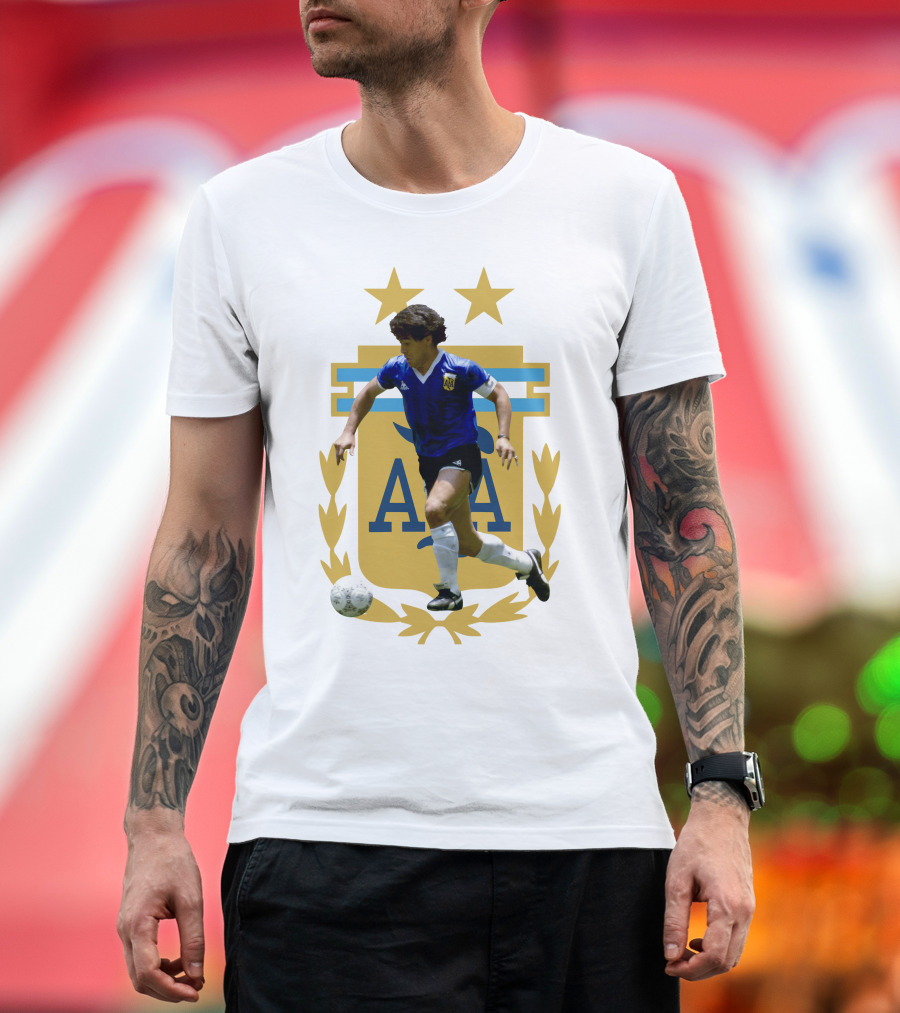 Maradona Argentina AFA Football Legend Blue Jersey T-Shirt