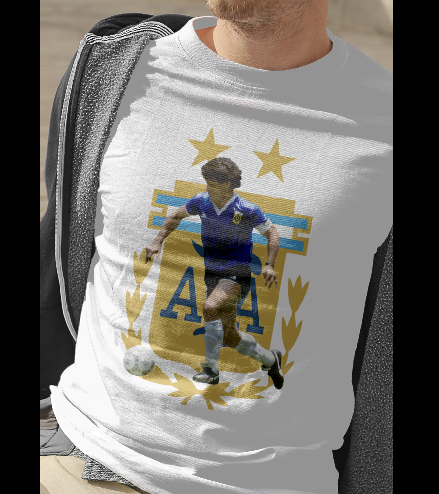 Maradona Argentina AFA Football Legend Blue Jersey T-Shirt