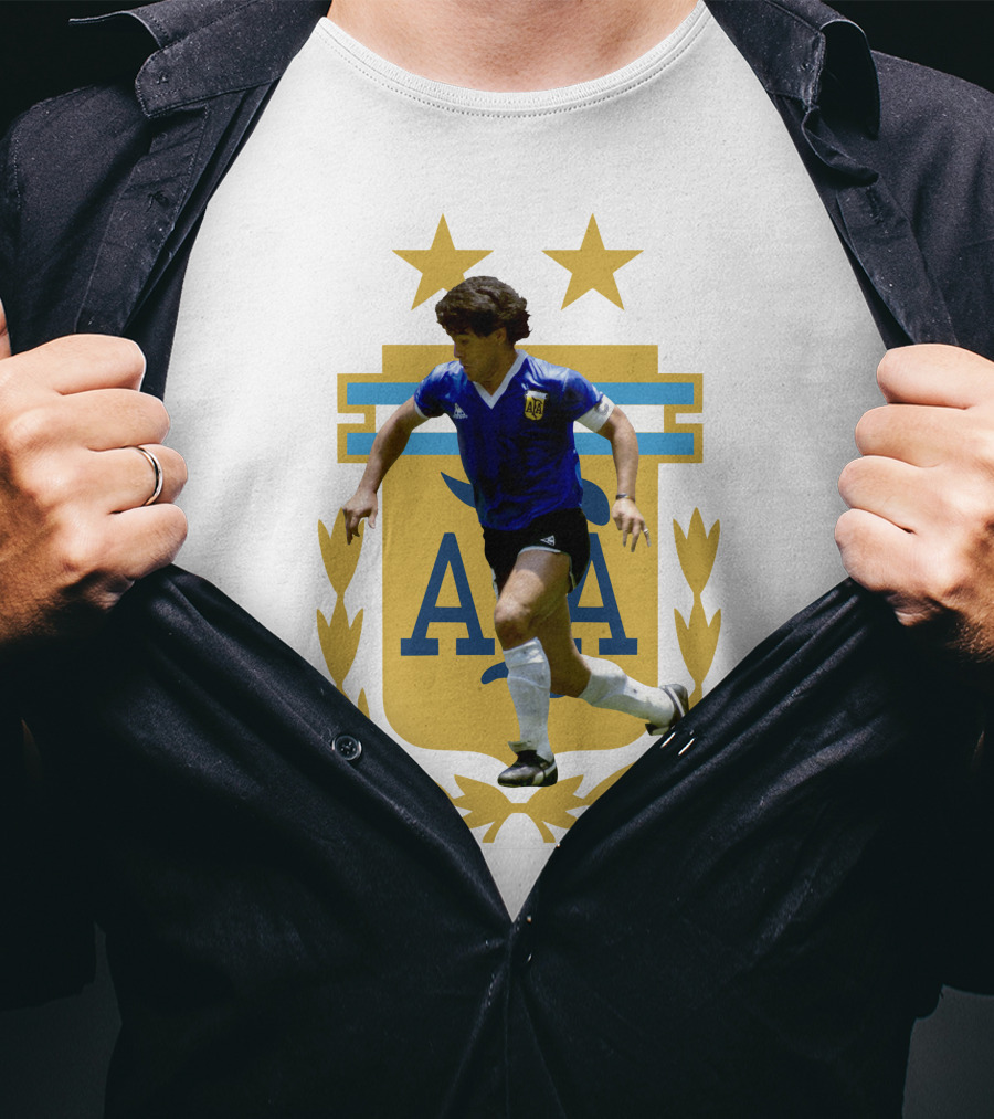 Maradona Argentina AFA Football Legend Blue Jersey T-Shirt