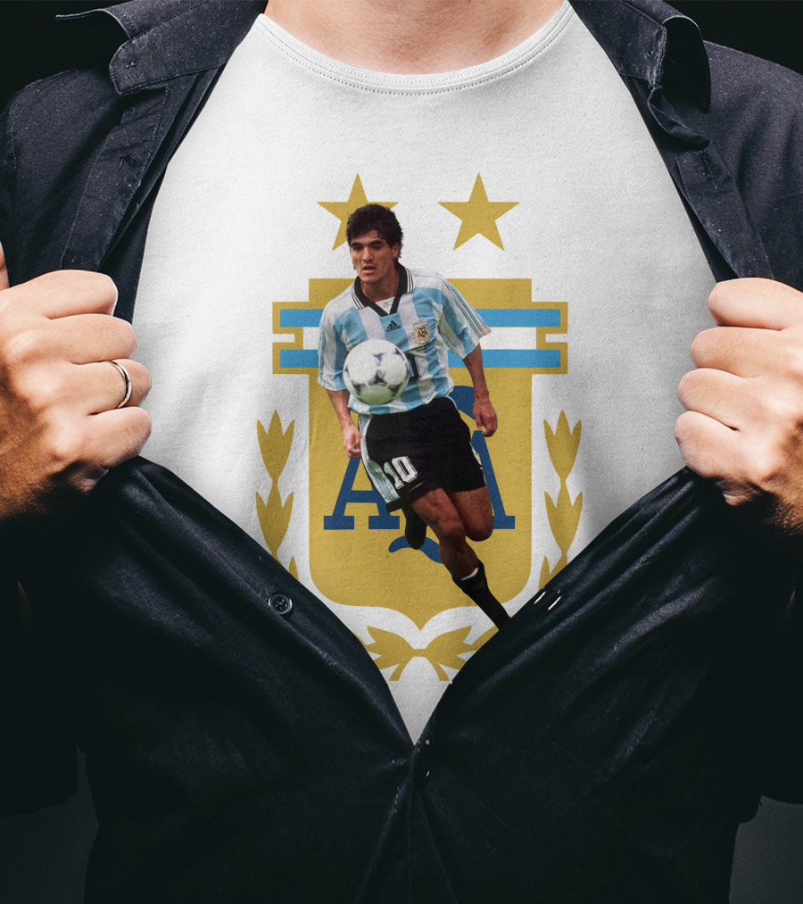 Argentinian Soccer Legend Number 10 Ortega AFA Emblem T-Shirt