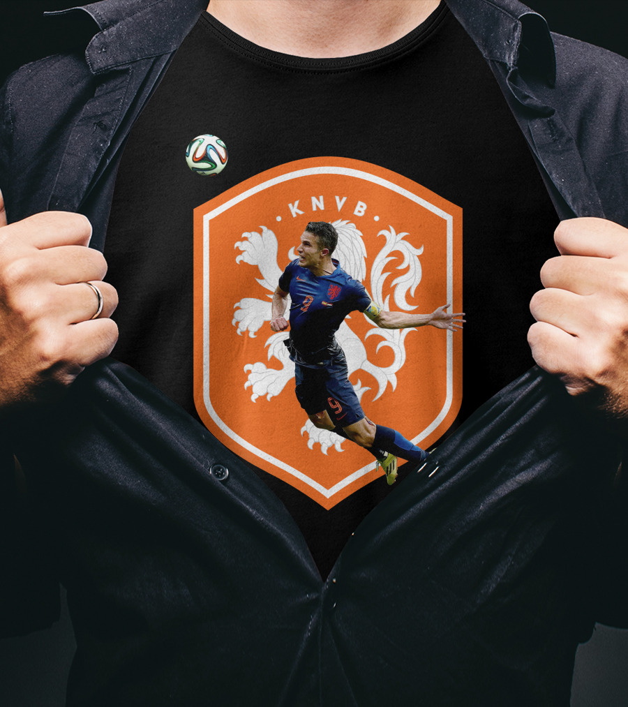 KNVB Netherlands Flying Header Football Icon Robin Van Persie T-Shirt