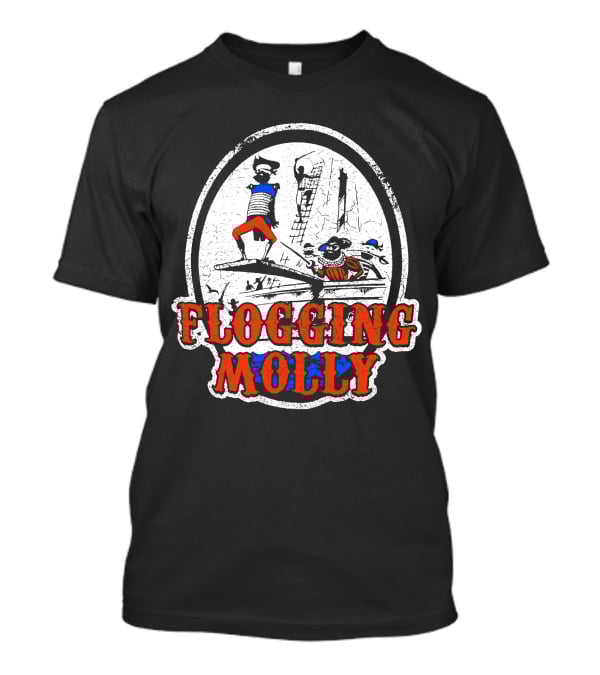 FLOGGING MOLLY Walk The Plank Pirate 7 Distressed Red And Blue T-Shirt