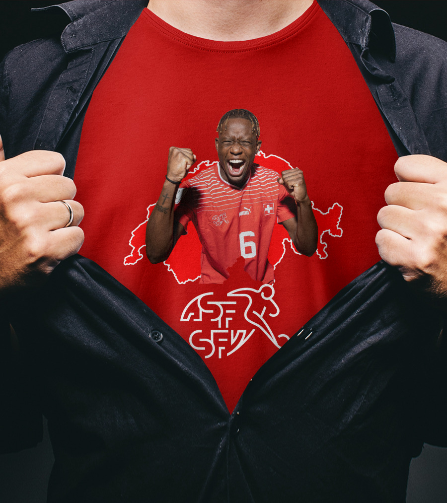 Denis Zakaria Switzerland National Team Football Jersey Map Background T-Shirt