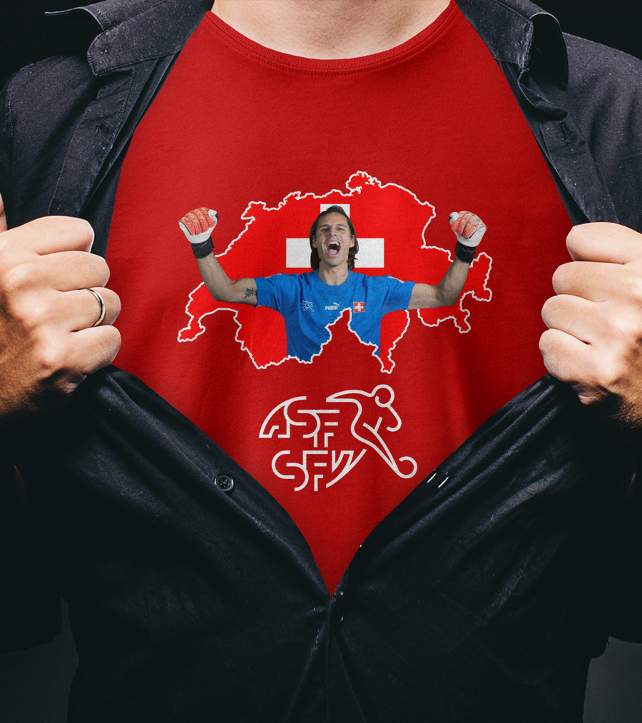 Yann Sommer Swiss Football Goalkeeper Celebration Map T-Shirt