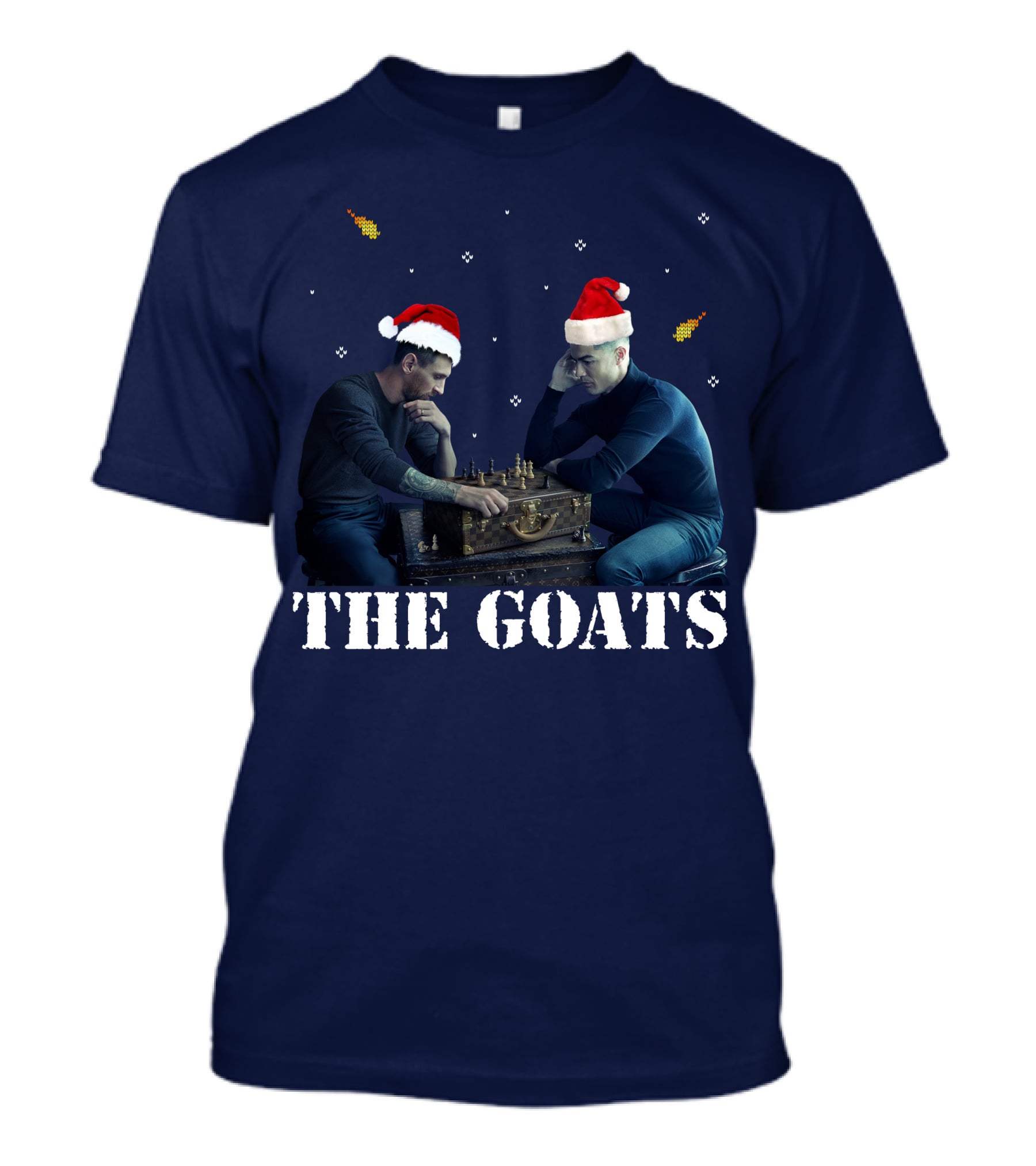 The Goat Xmas Chess Match With Santa Hats T-Shirt