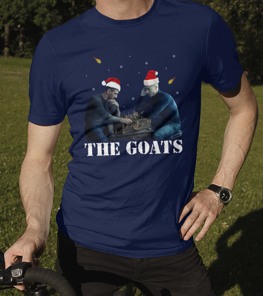 The Goat Xmas Chess Match With Santa Hats T-Shirt