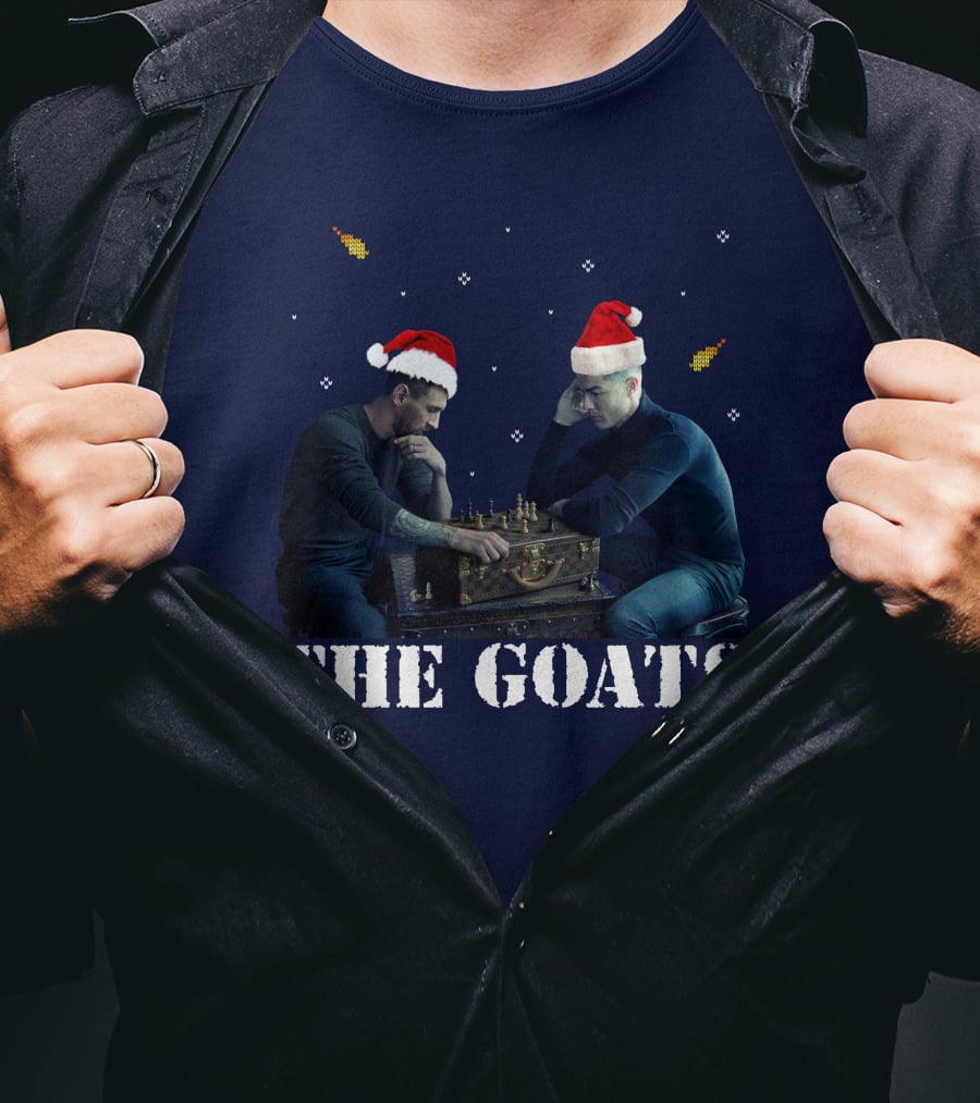 The Goat Xmas Chess Match With Santa Hats T-Shirt
