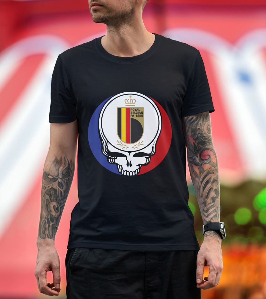 Belgian Red Devils Grateful Dead Royal Belgian FA 1895 Skull Emblem T-Shirt
