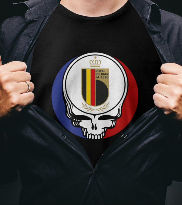 Belgian Red Devils Grateful Dead Royal Belgian FA 1895 Skull Emblem T-Shirt