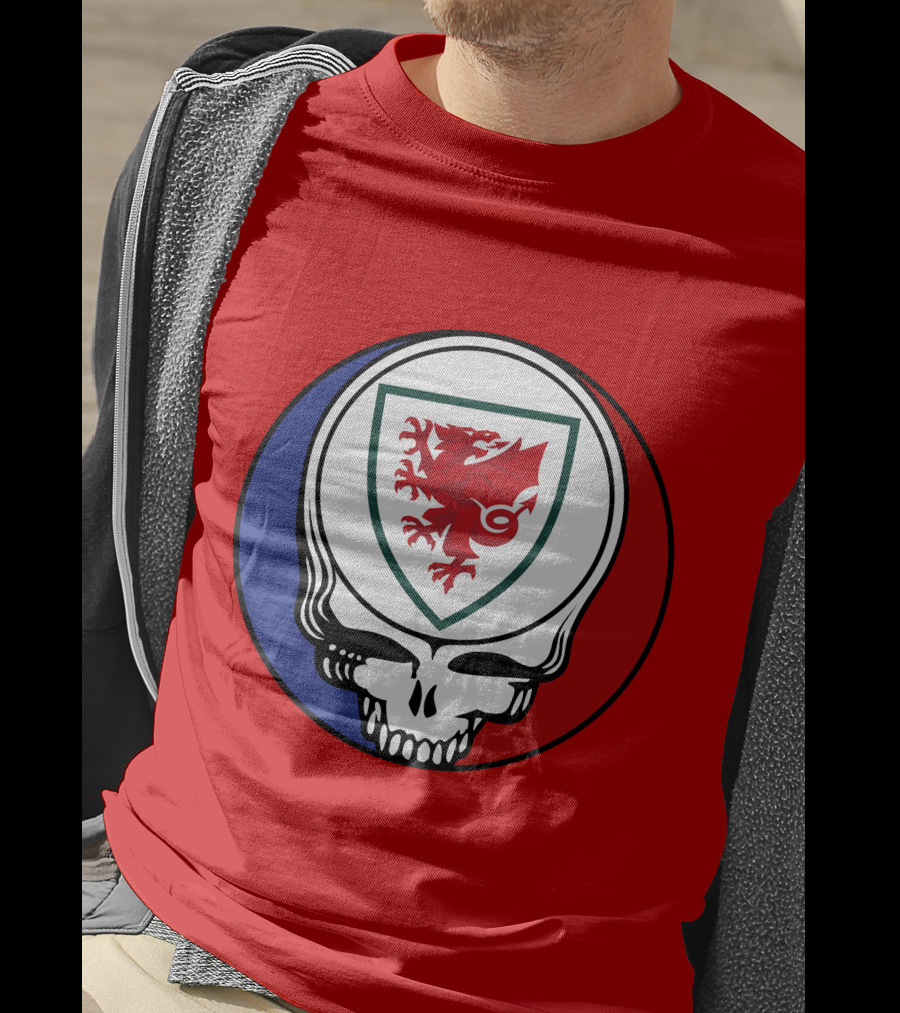 Wales National Football Team Grateful Dead Skull Emblem T-Shirt