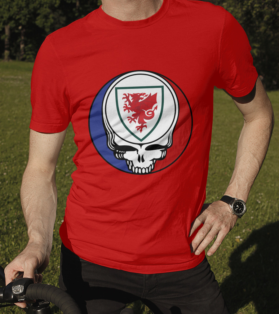 Wales National Football Team Grateful Dead Skull Emblem T-Shirt