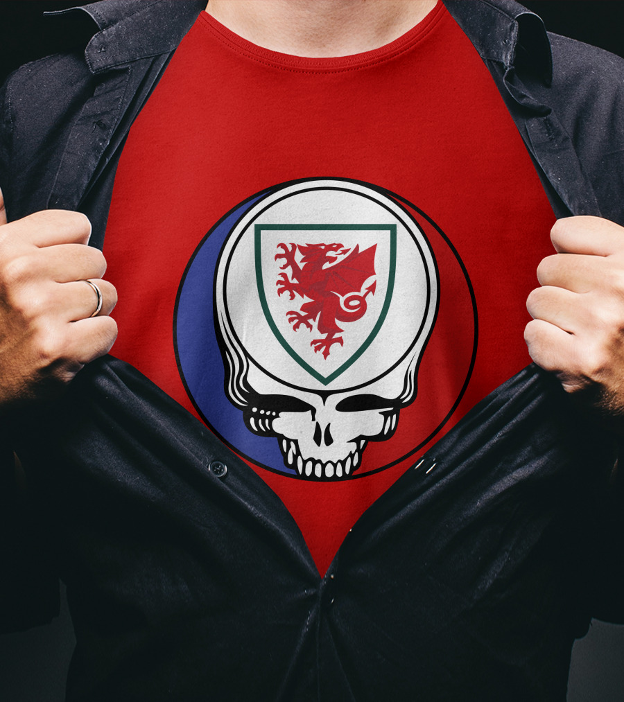 Wales National Football Team Grateful Dead Skull Emblem T-Shirt