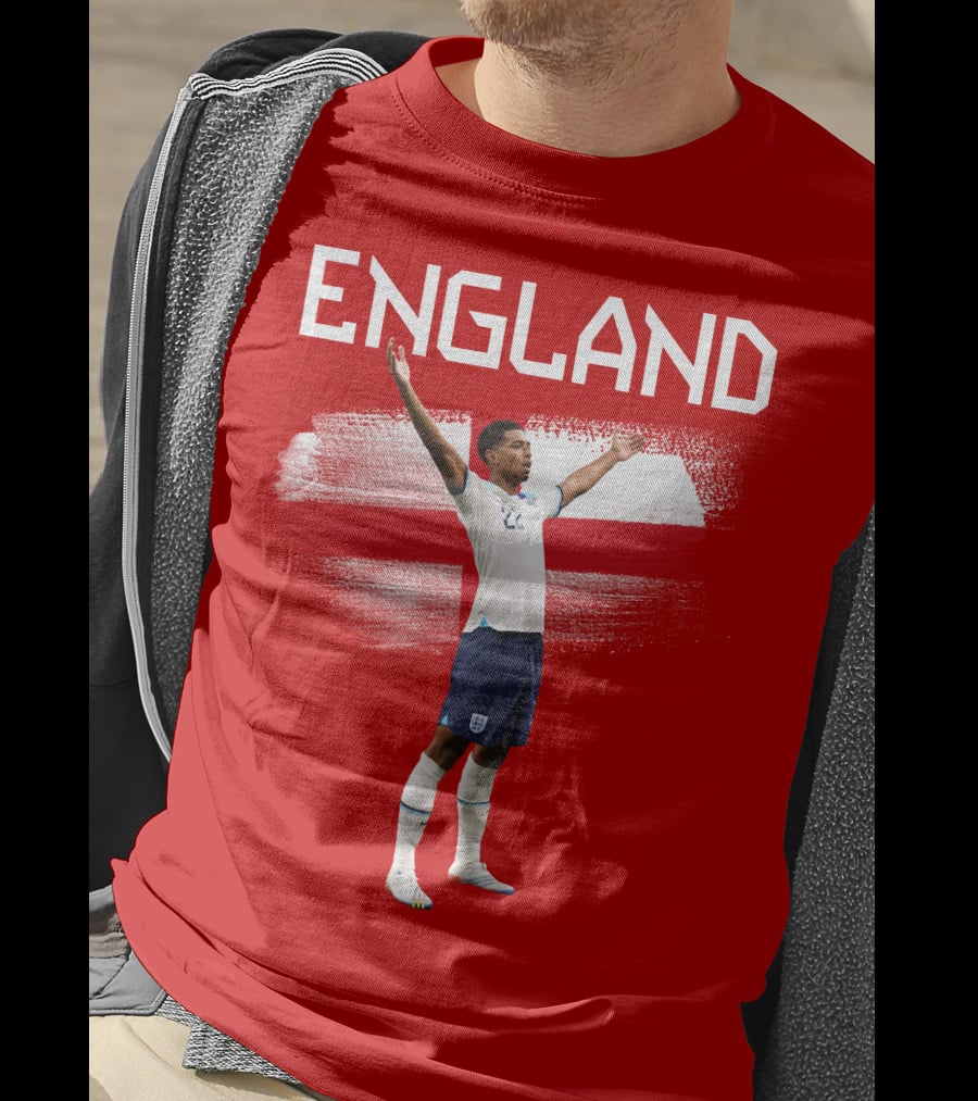 Jude Bellingham England Football Celebration With Red Cross T-Shirt